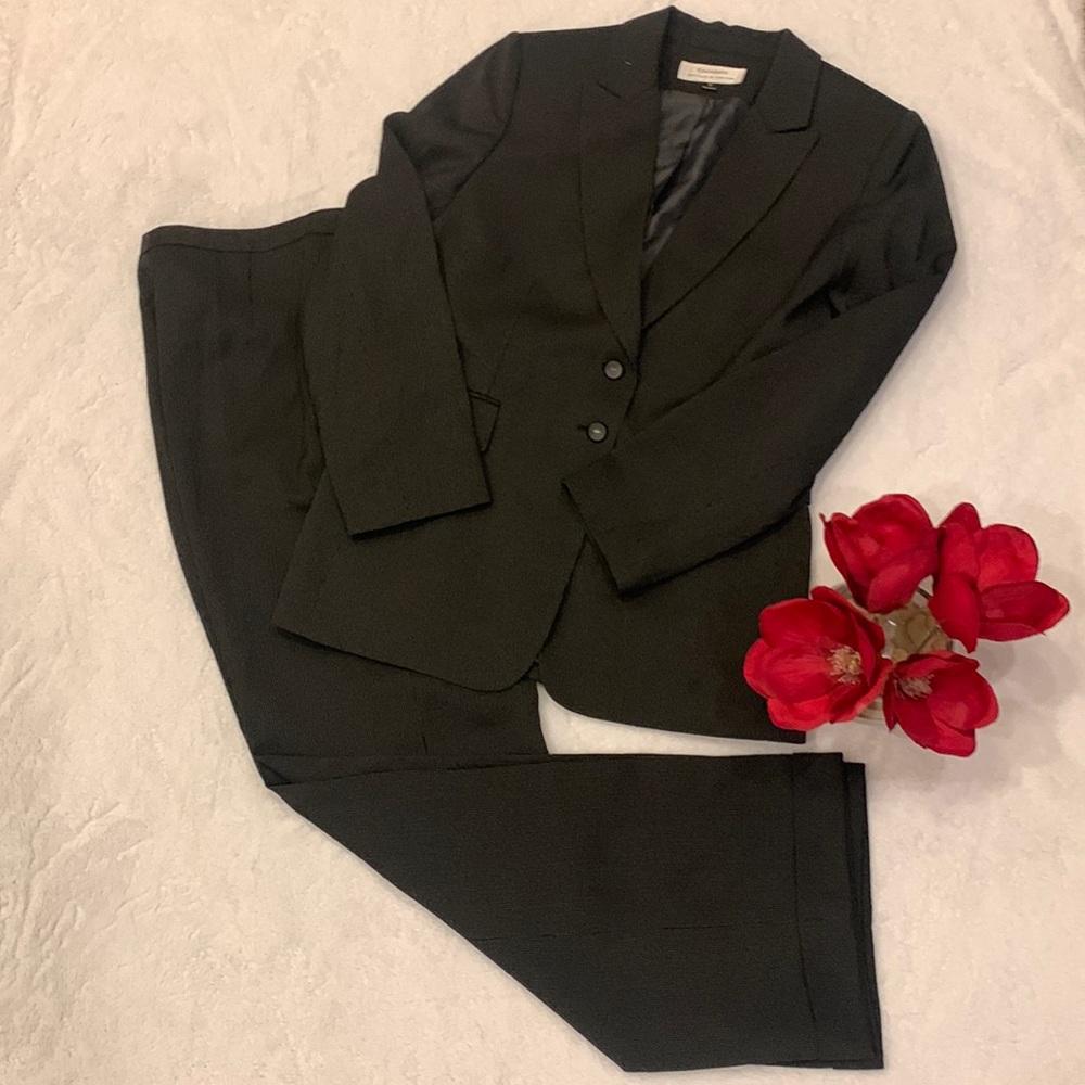 🌹 TAHARI • VINTAGE Classy Dark Gray HIGH - RISE WIDE LEG PANTSUIT